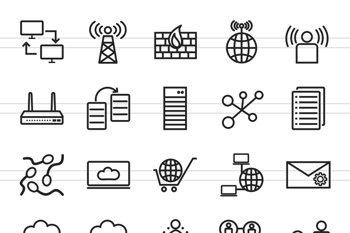 50 Networking Line Icons preview 2