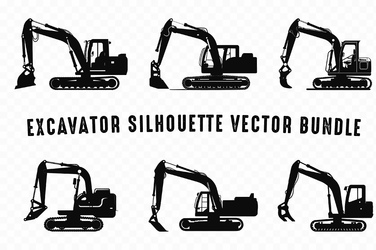 Excavator Silhouettes Clipart Set, a Transportation Illustration by Gfx Expert Team (Photo 2 of 3)