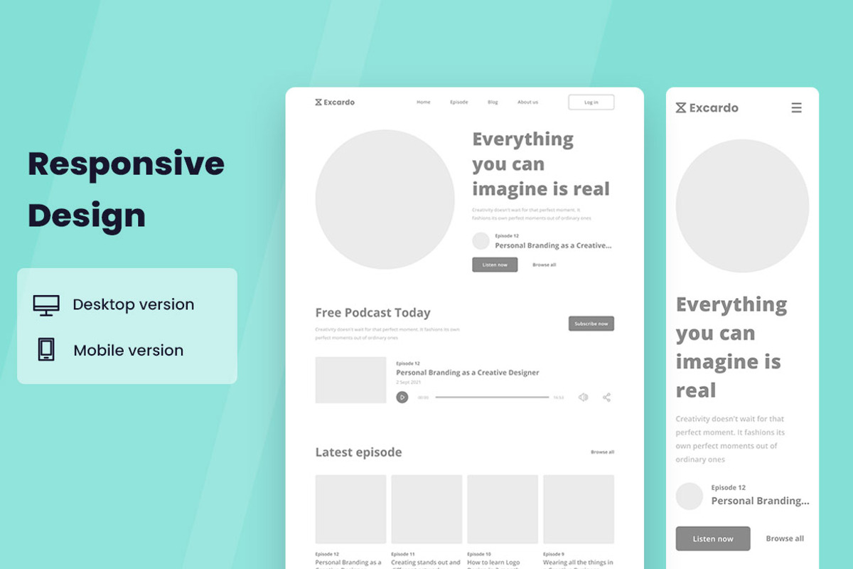 Podcast Wireframe Website, a Wireframe Template by INSPR STD (Photo 5 of 6)