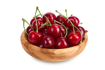 red sweet cherry in wooden bowl, a Food & Drink Photo by NataPhoto