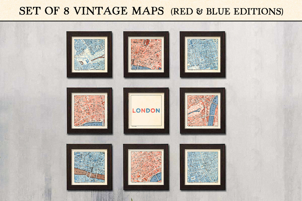 Set of 8 Vintage Maps of London, a Graphic by Fendell Projects (Photo 2 of 4)