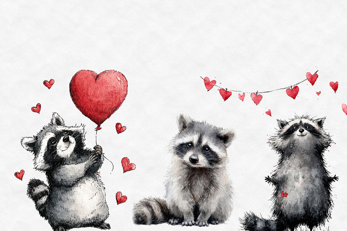 Funny Valentine Raccoon Clipart, an Illustration by Designworld (Photo 4 of 6)