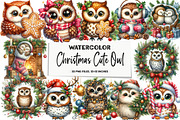 Christmas Cute Owl Sublimation Clipa, an Illustration by DreamArtGraphic (Thumbnail 1 of 5)