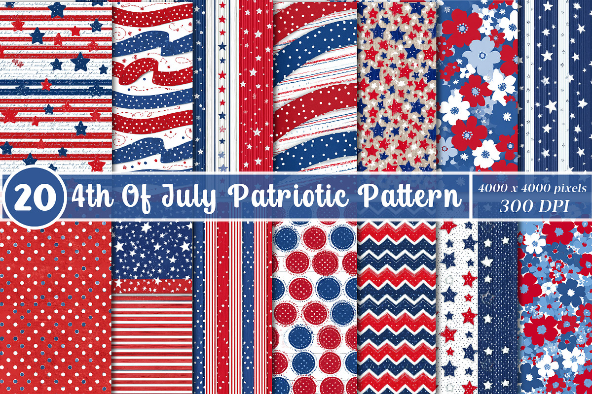 4th Of July Paper Backgrounds, a Pattern Graphic by SinaCreation (Photo 1 of 5)