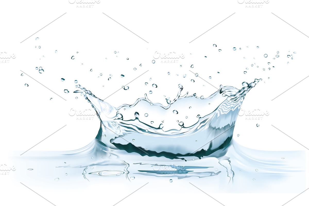 vector water splash crown, a Food Illustration by vectorprro