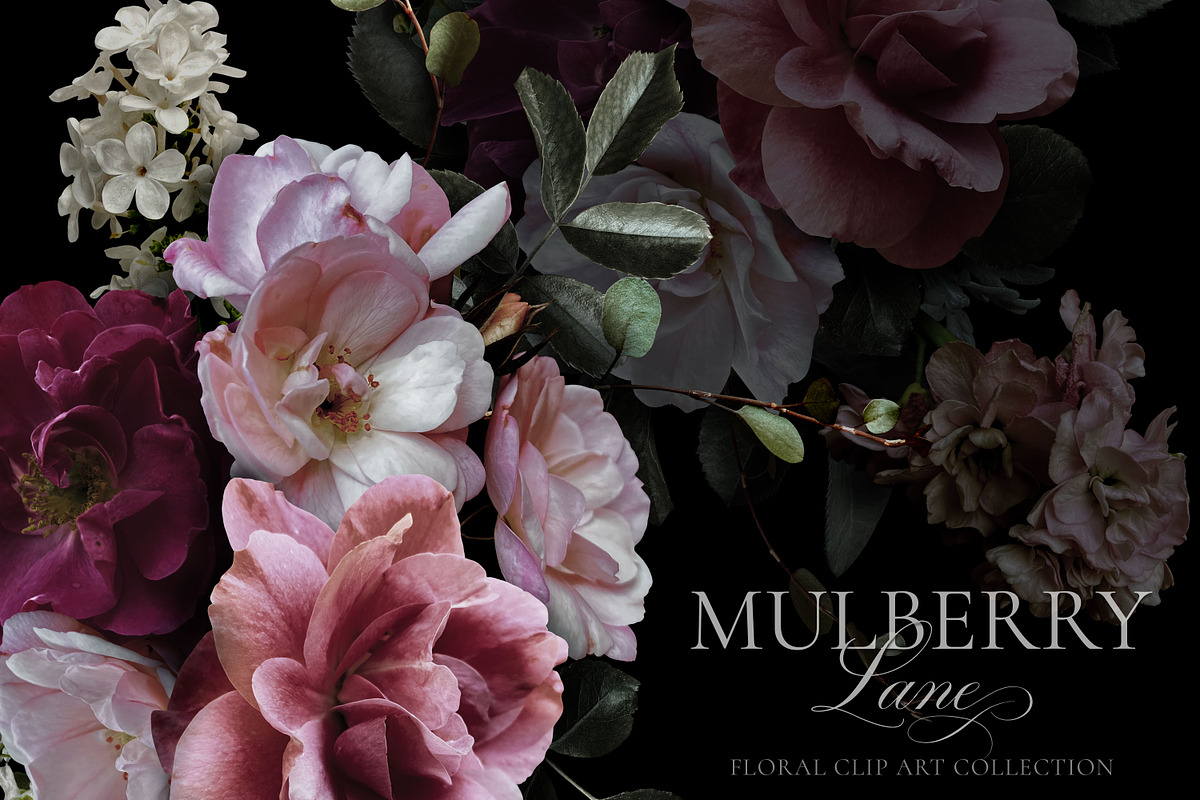 Mulberry Floral Clip Art Pattern Kit, an Object Graphic by Eclectic Anthology (Photo 1 of 17)
