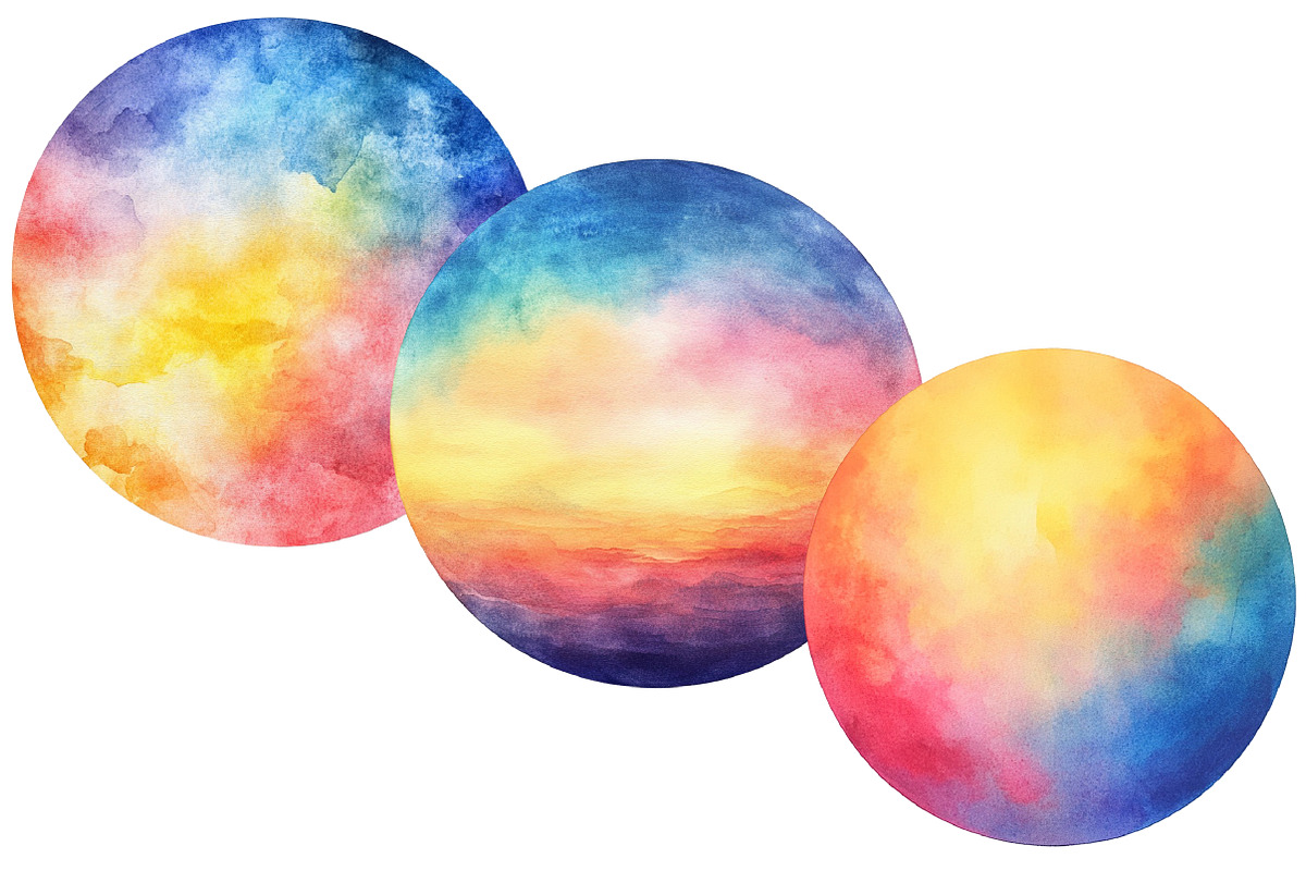 Rainbow Pastel Watercolor Circles, an Illustration by Designworld (Photo 6 of 7)