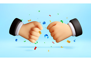 3D Fist bump gesture of hands with, a Person Illustration by Abscent
