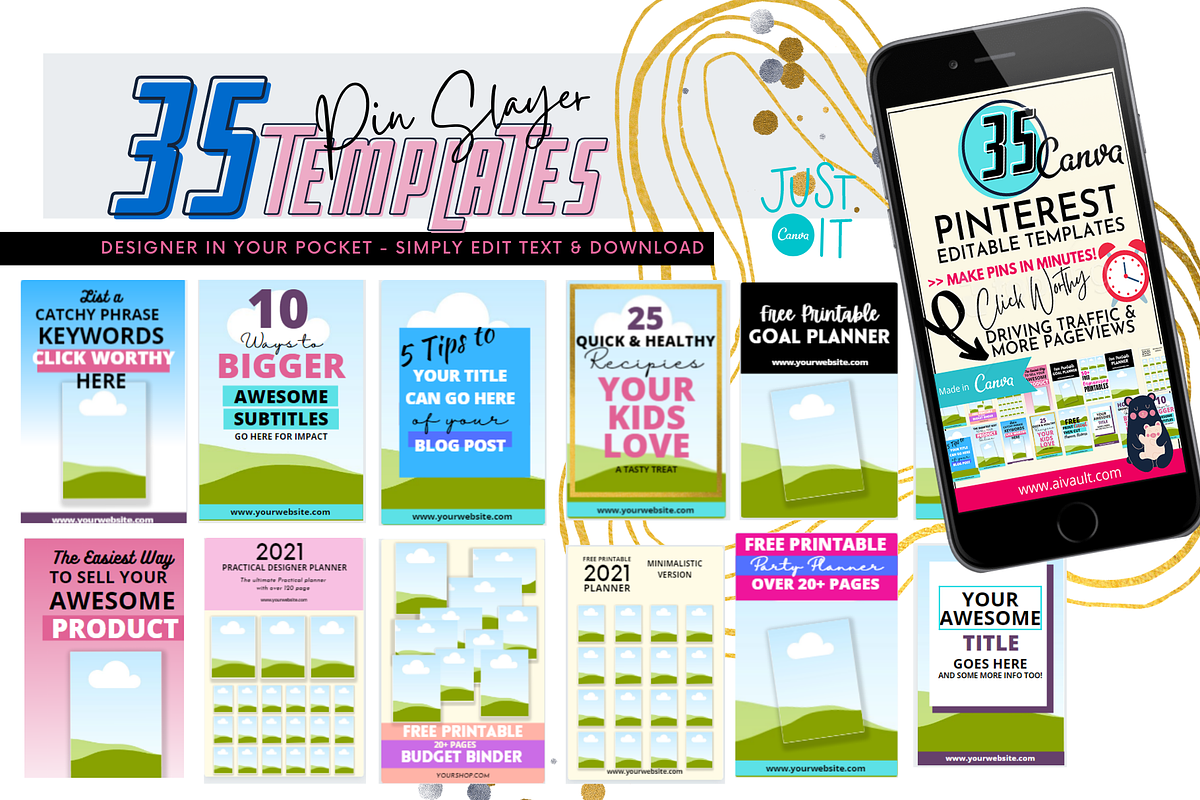 Pinterest Templates for Canva, a Social Media Template by artinspirestudio (Photo 2 of 5)