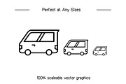Car, Motorhome, Van and Truck Icons, an Outline Icon by Designfour (Thumbnail 7 of 7)