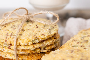 Healthy food grain pastry crackers yogurt glass, a Food & Drink Photo by Photo Drive Studio
