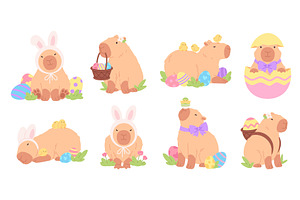 Cartoon easter capybara. Capy bunny, an Animal Illustration by LadadikArt