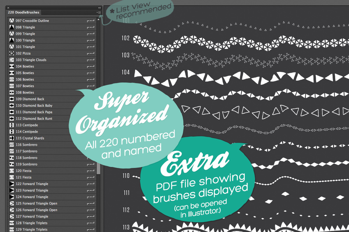 220 Sketched Illustrator Brushes preview 2