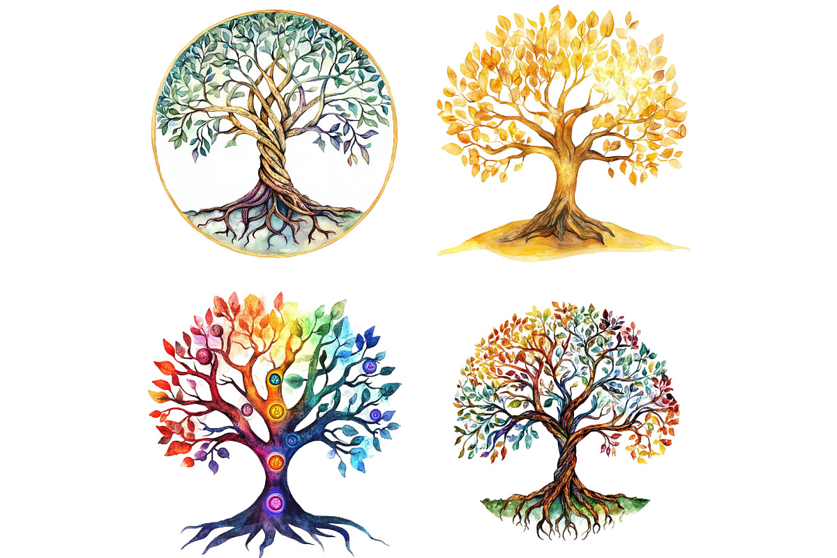 Sacred Tree of Life Clipart Bundle, an Illustration by DreamCafeArt (Photo 4 of 6)