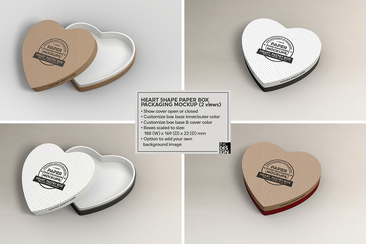 Paper Heart Box Packaging Mockup, a Packaging Mockup by INCDesign (Photo 3 of 6)