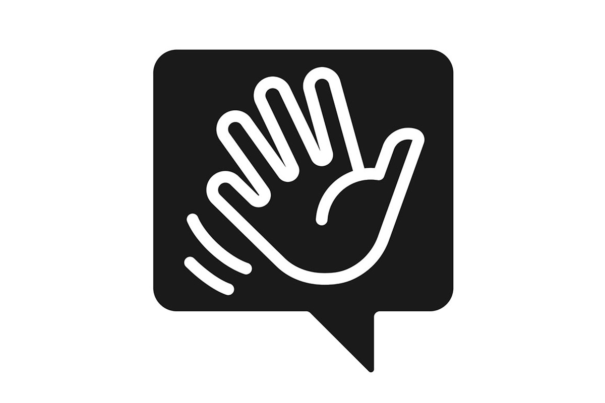 Saying hello black glyph icon, a Solid Icon by IMG Visuals