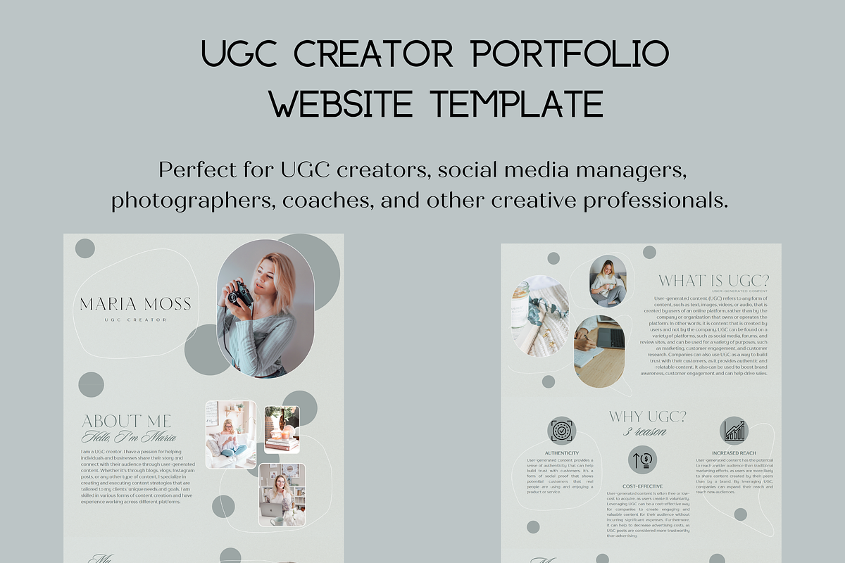UGC Portfolio Website Canva Template, a Landing Page Template by Wixify Studio (Photo 6 of 8)