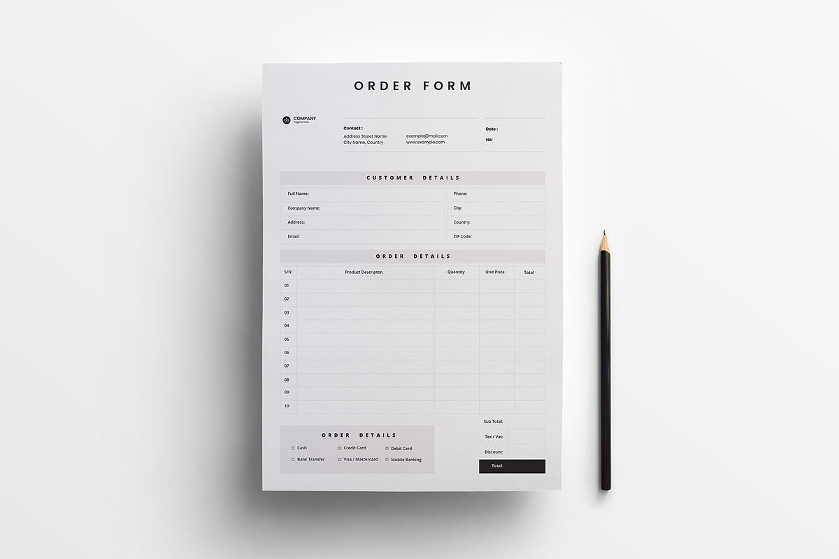 Modern Order Sheet Template, a Flyer Template by afsar.hossain (Photo 2 of 2)