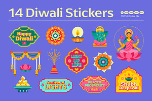 Diwali Stickers, an Object Illustration by DesignerCandies