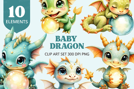 Cute Baby Dragon Clipart PNG