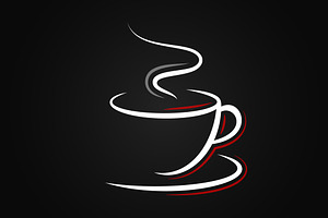 Coffee Cup Logo On Black Background