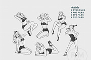 Retro Pinup Bundle Graphics, a Person Illustration by FM Era Studio (Thumbnail 2 of 2)
