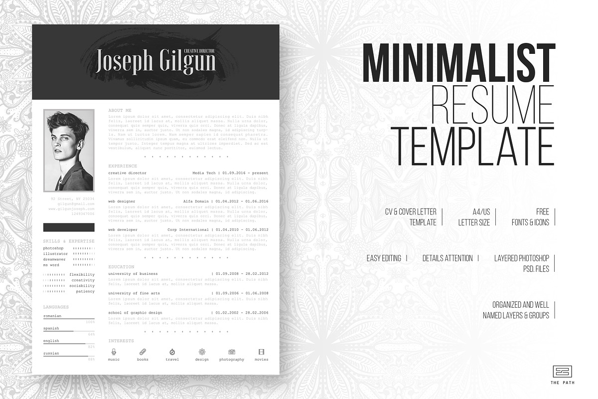 Minimalist Resume / CV Template, a Resume Template by The Path (Photo 1 of 4)