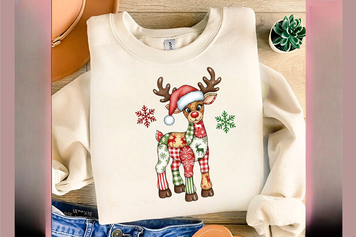 Preppy Patchwork Christmas Reindeer, an Illustration by SinaCreation (Photo 3 of 7)