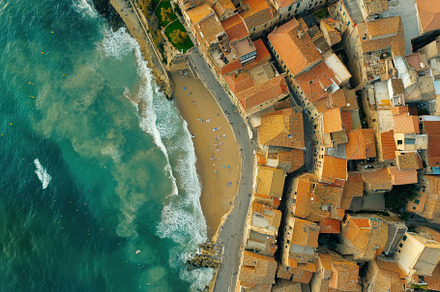 Cefalu coastal view showcasing sandy, a Photo by Iftikhar Alam