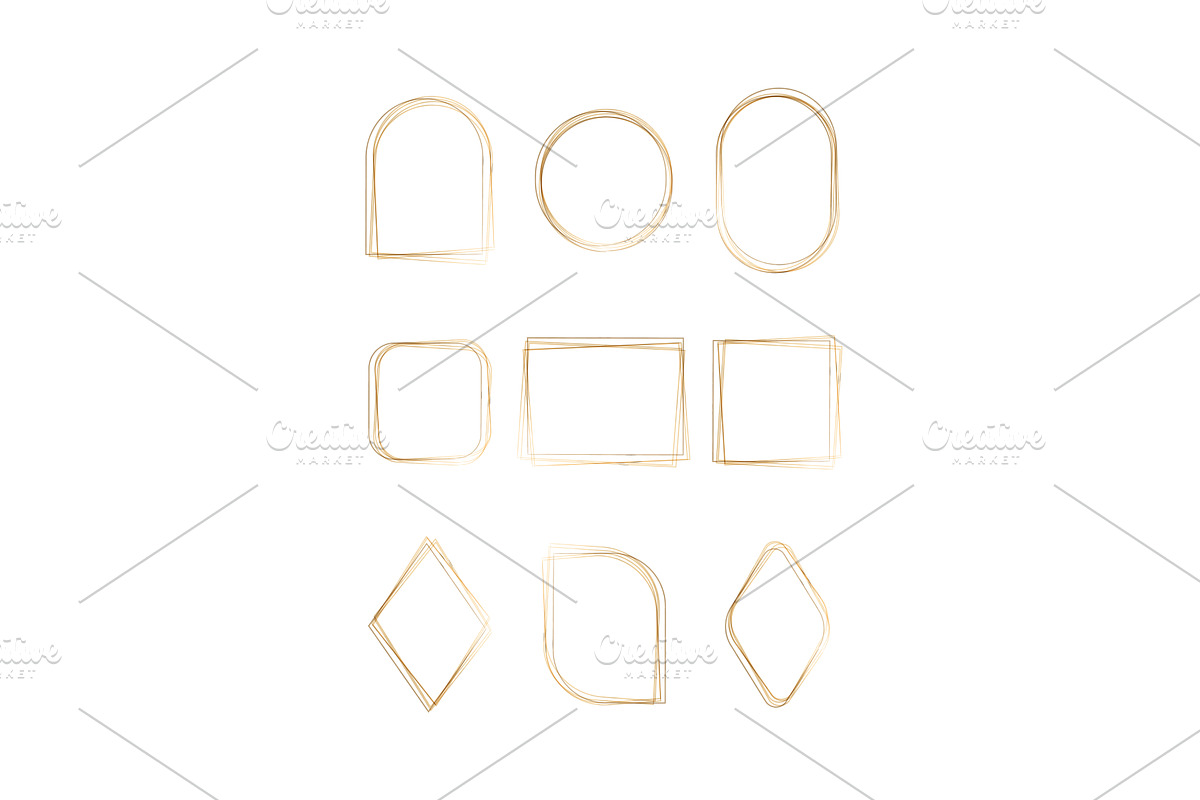 Watercolor frames in various golden, an Illustration by okskukuruza