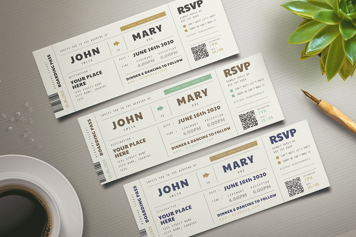 Boarding Pass Wedding Invitation, an Invitation Template by Vynetta (Photo 1 of 3)