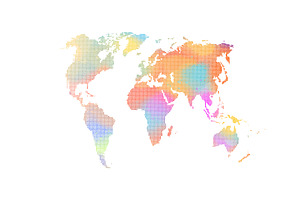 world colored map made of dots on a, a Technology Illustration by Nenahliadava Design