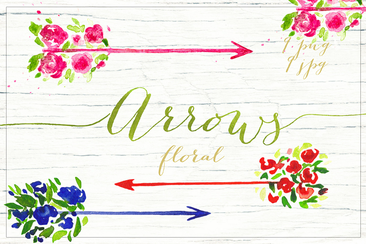 Arrows floral. Valentine clipart., an Illustration by LABFcreations (Photo 3 of 3)
