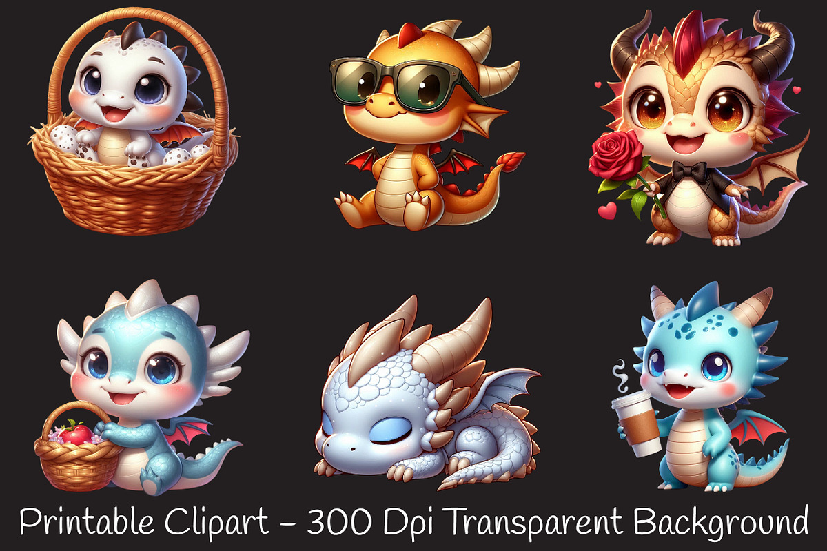 Cute Baby Dragon Clipart, an Animal Illustration by RobertsArt (Photo 6 of 7)