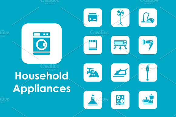 Household Appliances Simple Icons