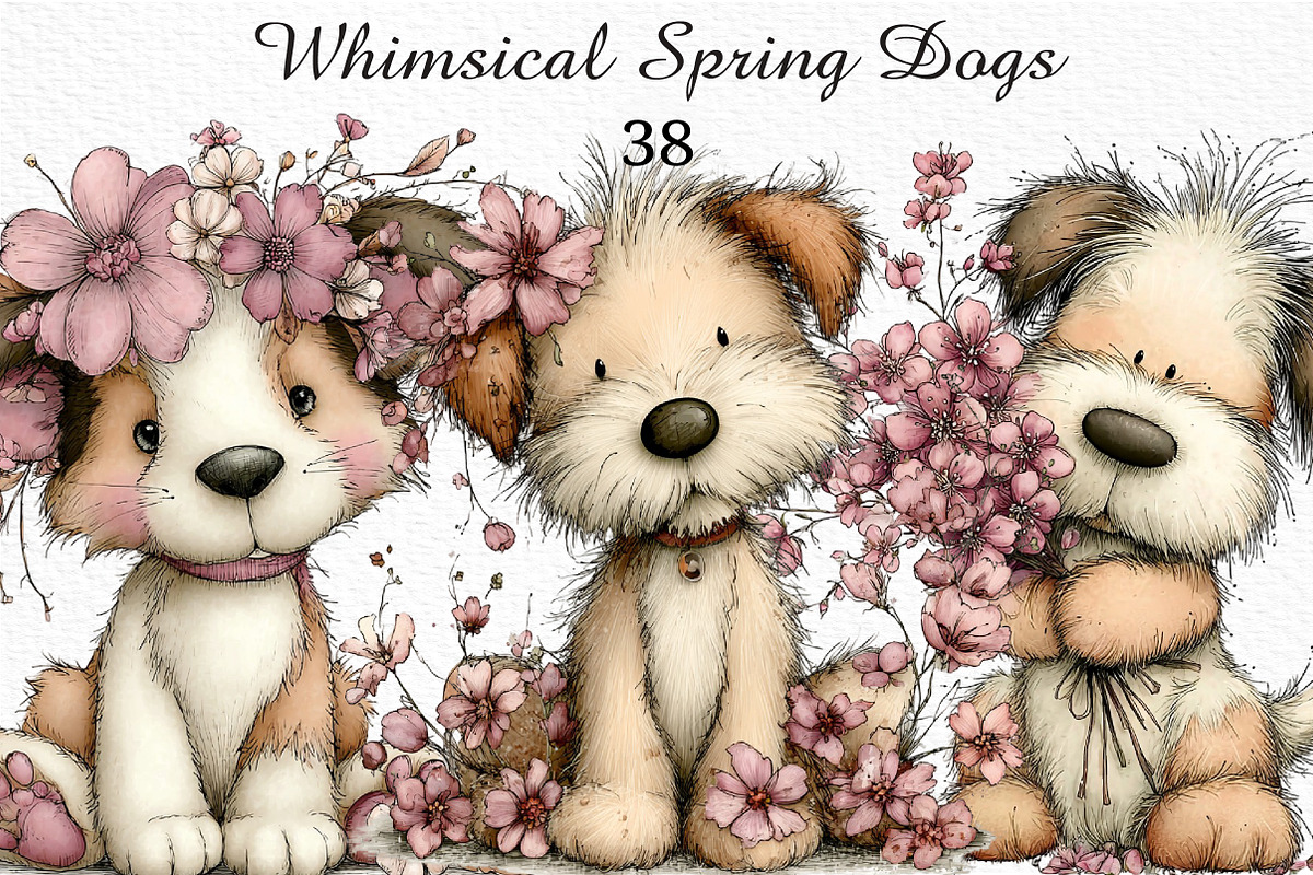 Whimsical Spring Dogs Clipart, an Illustration by Craft Nest (Photo 1 of 11)