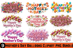 Mother's Day Balloons Clipart, an Illustration by GatewayDesign