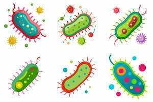 Bacteria and Microbe Illustrations, an Object Graphic by Billah Hub