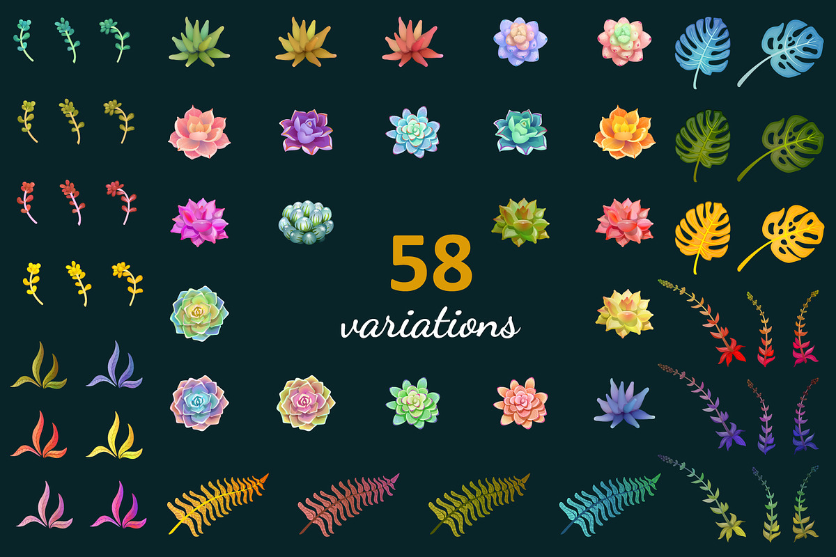 Magical Succulents, an Object Graphic by Chuchilko shop (Photo 3 of 7)