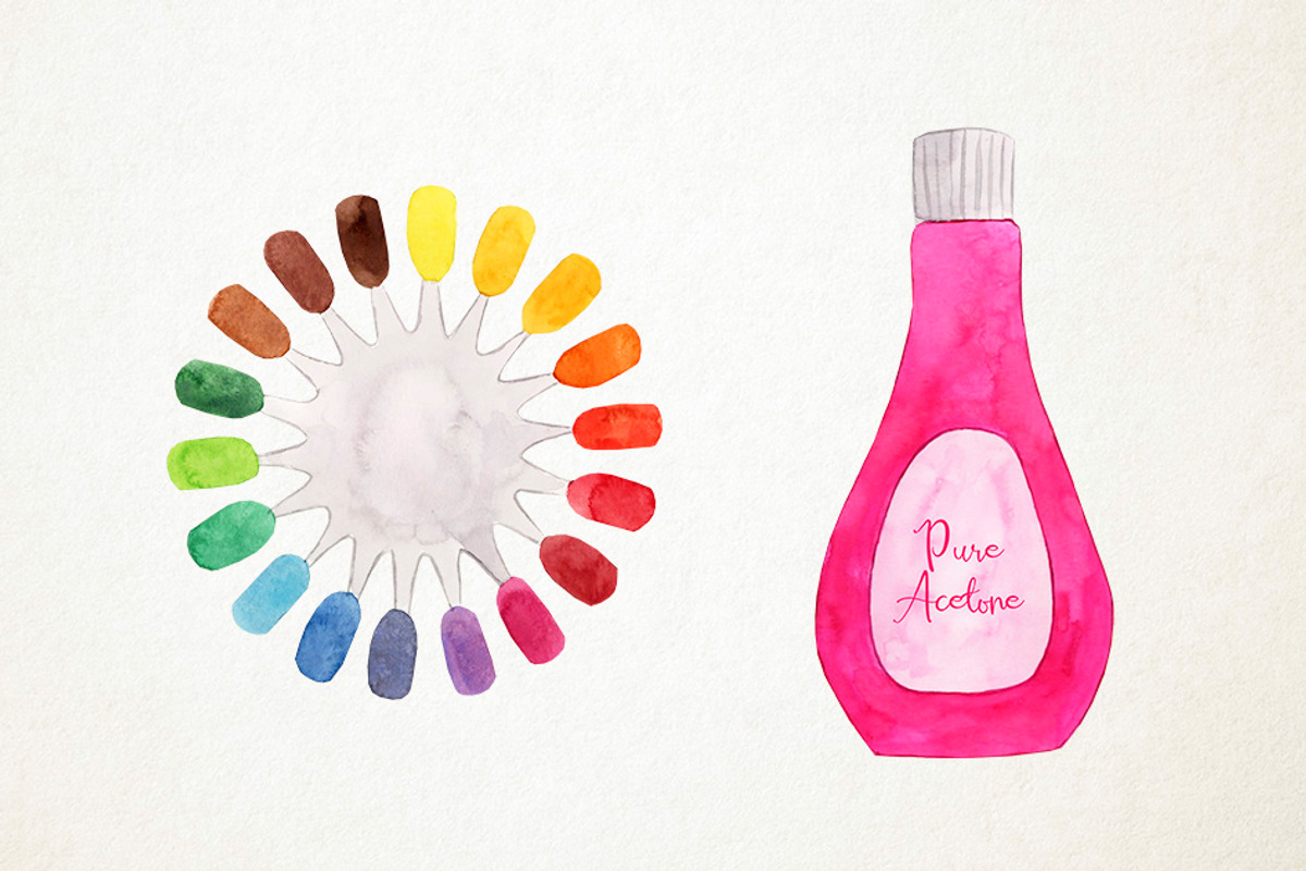 Watercolor Manicure Clipart, Nails, an Illustration by Paulaparaula (Photo 4 of 4)