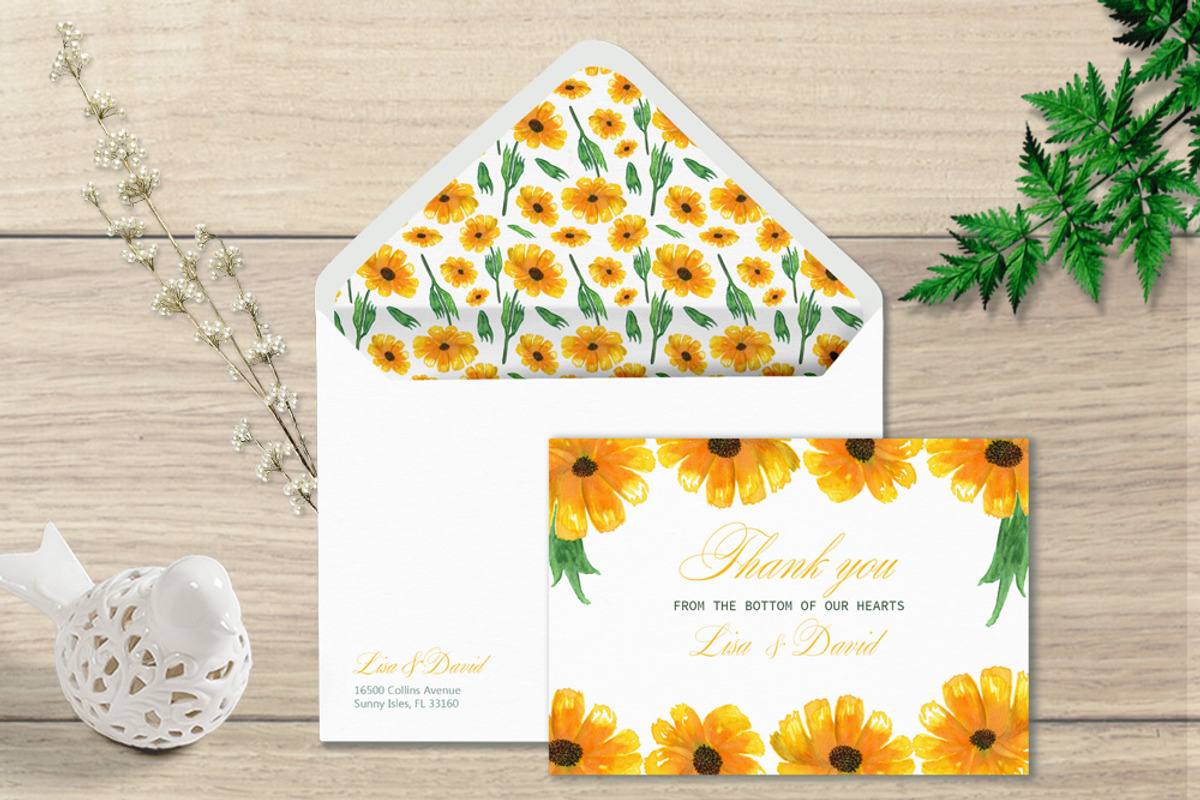 Sunflower Watercolor Wedding Suite, an Invitation Template by Love Design (Photo 5 of 12)