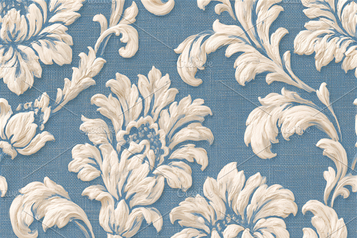 Seamless pattern blue textured background with raised cream dama, a Pattern Graphic by Studio ANNA