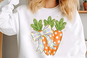 Glitter Coquette Easter Carrots Png, an Illustration by Designking