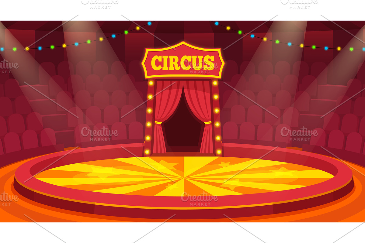 Cartoon circus arena. Empty ring, a Sport Illustration by Stock-Smart-Start