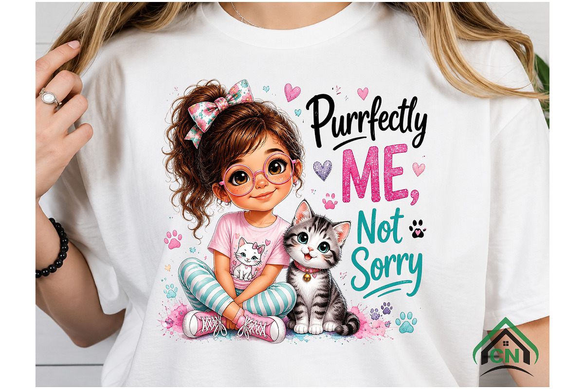 Cute Girls Purrfectly Me, Not Sorry, a Seasonal Illustration by Craft Nest (Photo 4 of 5)
