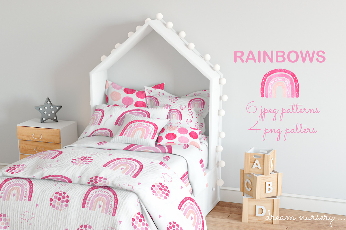 Watercolor rainbow clipart patterns, a Pattern Graphic by Jermolina Mockups (Photo 5 of 8)