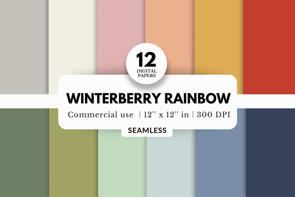 12 Winterberry Rainbow Solid Colors, a Background Graphic by NorthWindPixels (Photo 1 of 4)