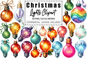 Watercolor Christmas Lights Clipart, a Graphic by CitraGraphics (Thumbnail 1 of 4)