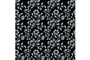 Flower pattern. Seamless black and, a Pattern Graphic by RODINA