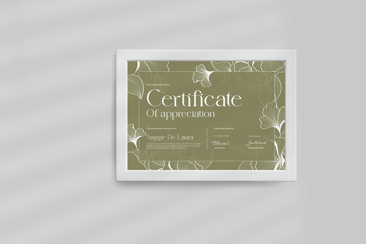 Green Floral Certificate, a Stationery Template by Neermana (Photo 3 of 4)
